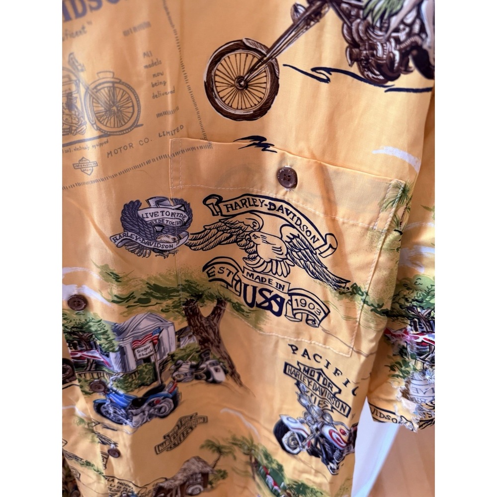 Harley Davidson Hawaiian Shirt XL 100% Viscose Made in Hawaii AS IS Large Rip - Picture 2 of 11